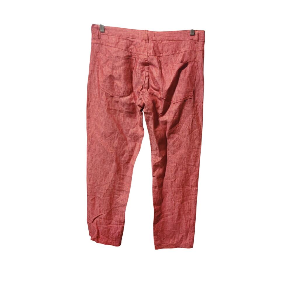 El Cid Made in Argentina Red Linen Jean  Straight Leg Cabana Trousers Pants